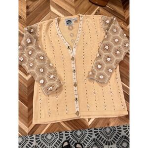 ADORABLE‎ Vintage Storybook Knit Crochet Bumblebee Knit Sweater Cardigan